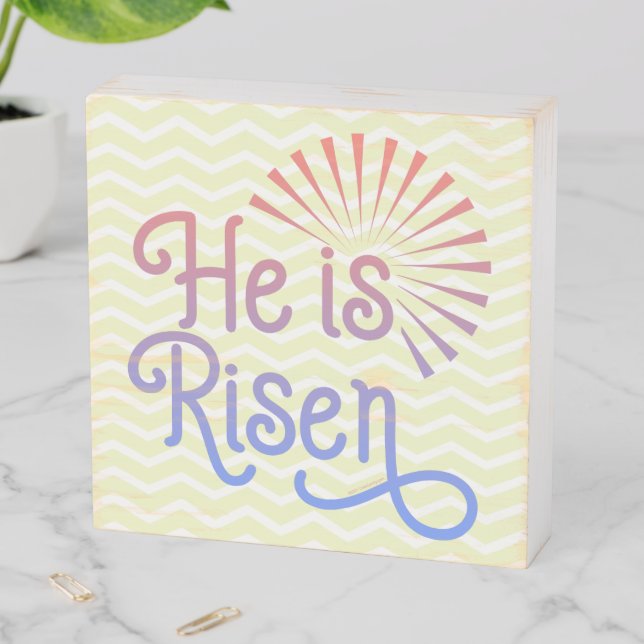 He is Risen Christian Easter Retro Wooden Box Sign (In Situ Horizontal)