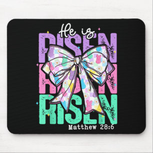 He Is Risen Christian Jesus Coquette Bow Bible Ver Mouse Pad