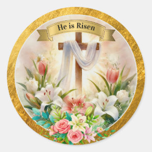 He is Risen Christian - Religious Easter Classic Round Sticker