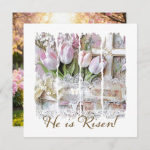 He is Risen Christian Vintage Floral Easter Photo