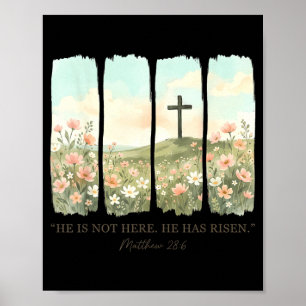 He is risen christian wildflower happy easter poster