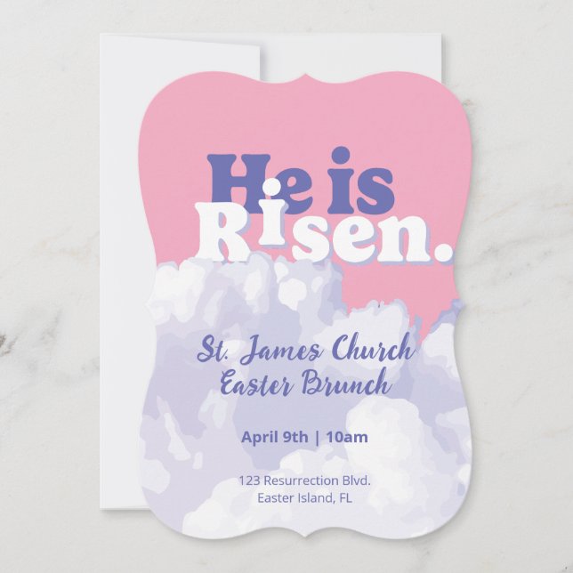 He is Risen Clouds Easter Invitations (Front)