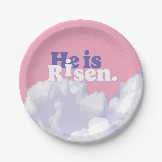 He is Risen Clouds Easter Paper Plates (Front)
