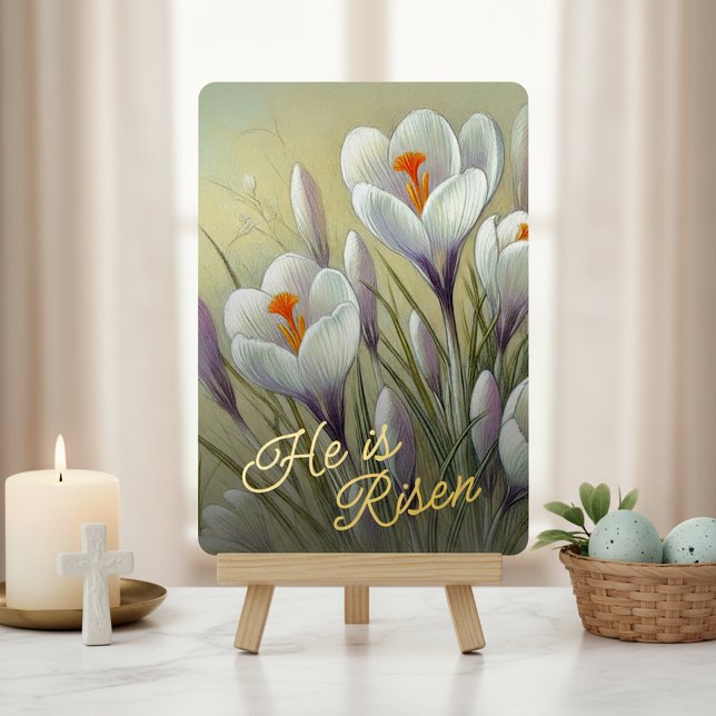 He Is Risen Crocus Floral Gold Foil Card (Creator Uploaded)
