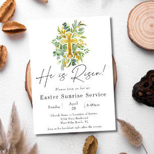 He is Risen Cross Church Easter Sunrise Service Invitation