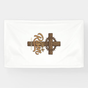 He Is Risen Cross Crown of Thorns Christian Shirt_ Banner