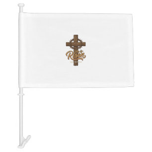 He Is Risen Cross Crown of Thorns Christian Shirt_ Car Flag