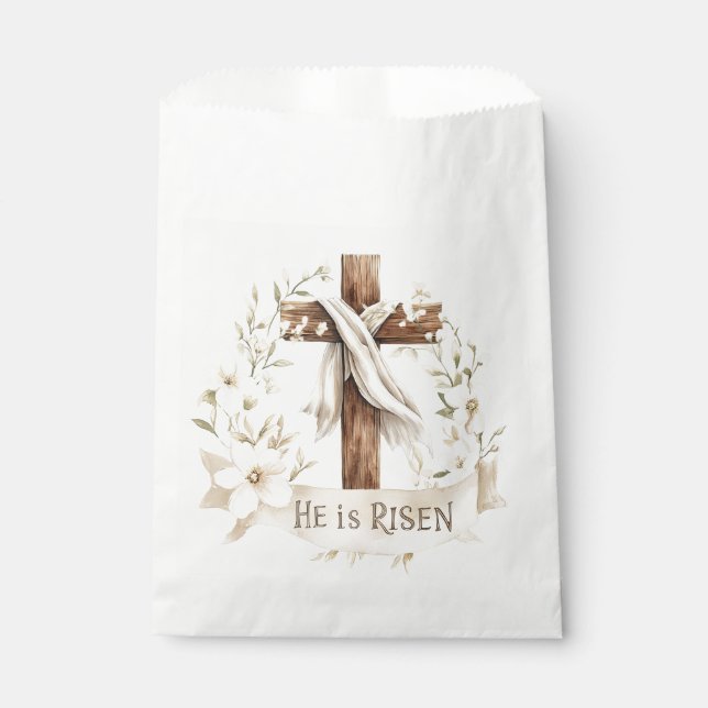 He is Risen Cross | Easter Favor Bag (Front)