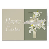 He is Risen Cross Happy Easter Greeting Card (Front Horizontal)