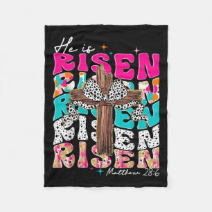 He Is Risen Cross Jesus Easter Christian Religious Fleece Blanket