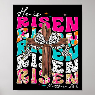 He Is Risen Cross Jesus Easter Christian Religious Poster