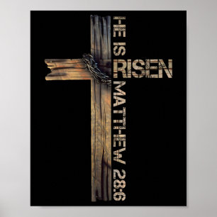 He Is Risen Cross Jesus Religious Christian Faith Poster