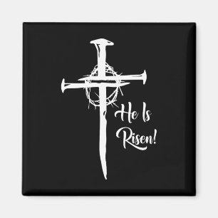 He Is Risen Cross Jesus Religious Easter Day Chris Magnet