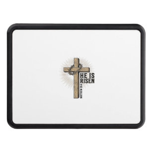 He Is Risen Cross Matthew 28_6 Vintage Christian D Hitch Cover