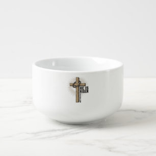 He Is Risen Cross Matthew 28_6 Vintage Christian D Soup Mug