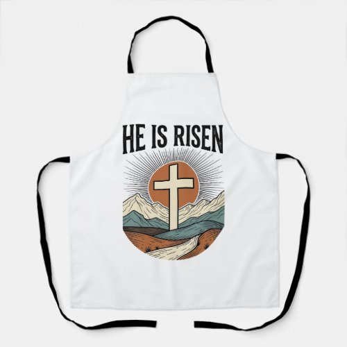 He Is Risen Cross Sunrise Christian Easter Shirt D Apron