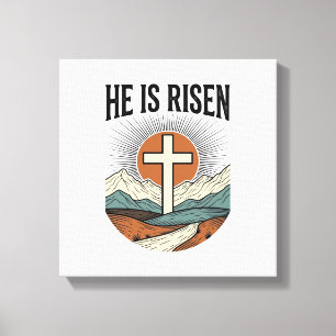 He Is Risen Cross Sunrise Christian Easter Shirt D Canvas Print