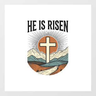 He Is Risen Cross Sunrise Christian Easter Shirt D Floor Decals