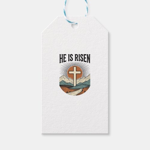 He Is Risen Cross Sunrise Christian Easter Shirt D Gift Tags
