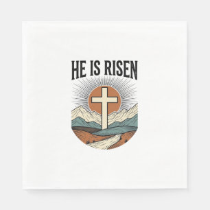 He Is Risen Cross Sunrise Christian Easter Shirt D Napkins