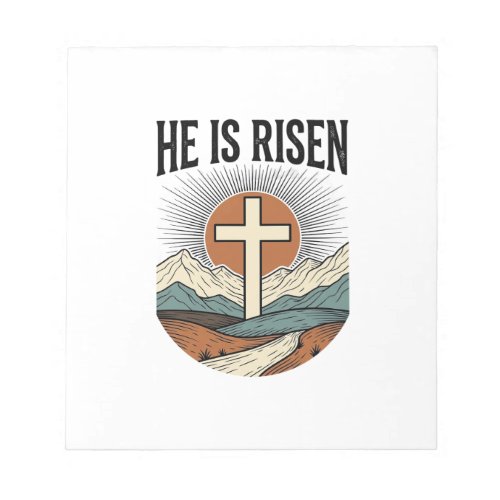 He Is Risen Cross Sunrise Christian Easter Shirt D Notepad
