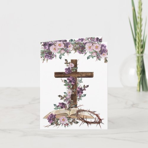 He is Risen  Cross with Bible Easter Card