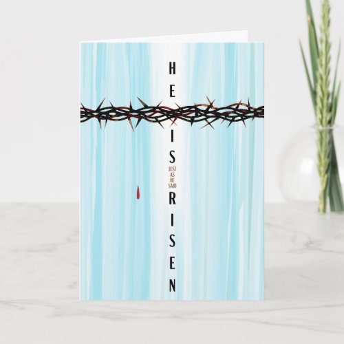 He Is Risen Crown of Thorns Cross Resurrection  Holiday Card