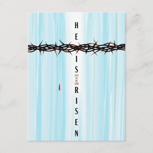 He Is Risen Crown of Thorns Cross Resurrection  Holiday Postcard