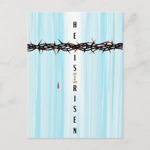 He Is Risen Crown of Thorns Cross Resurrection Holiday Postcard