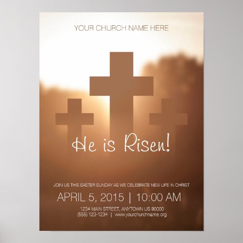 He is Risen Customizable Easter Sunday Poster
