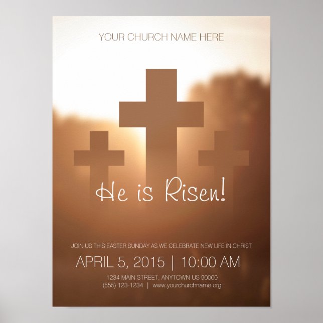 He is Risen! Customizable Easter Sunday Poster (Front)