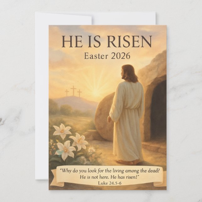 He Is Risen Easter 2026 Jesus Christian Card (Front)