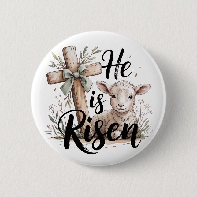 He Is Risen Easter  Button (Front)