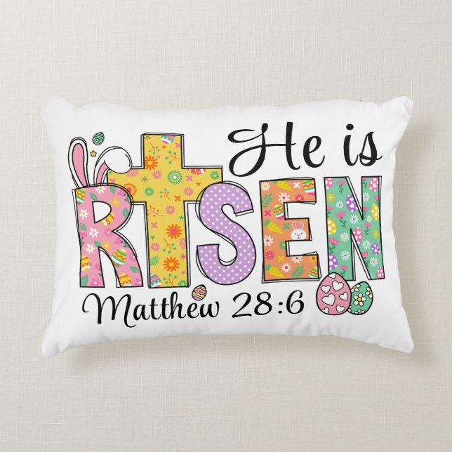 He Is Risen Easter Christian  Accent Pillow (Front)