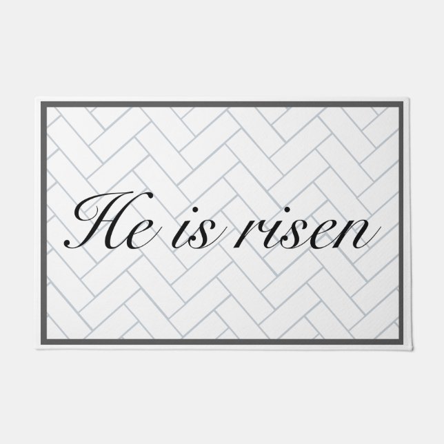 He Is Risen Easter Christian Farmhouse Doormat (Front)