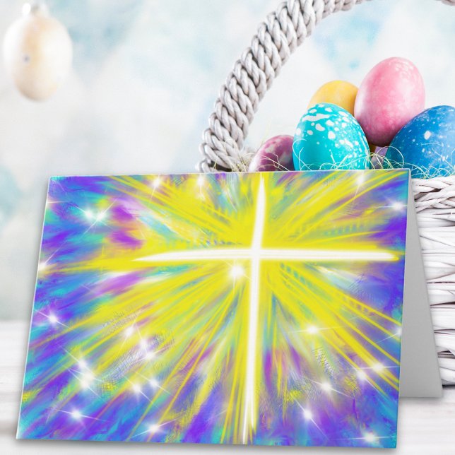 He is Risen Easter Christian Modern Art Design Holiday Card (Easter resurrection cross modern christian abstract art folded greetings card)