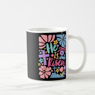 He Is Risen Easter Cross Coquette Jesus Christian Coffee Mug