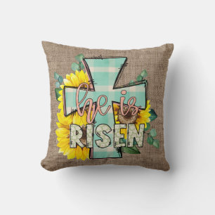 He is Risen Easter Cross Home Decor Throw Pillow