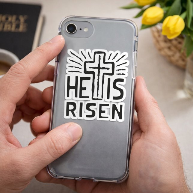 He is Risen Easter Cross Sticker (Creator Uploaded)