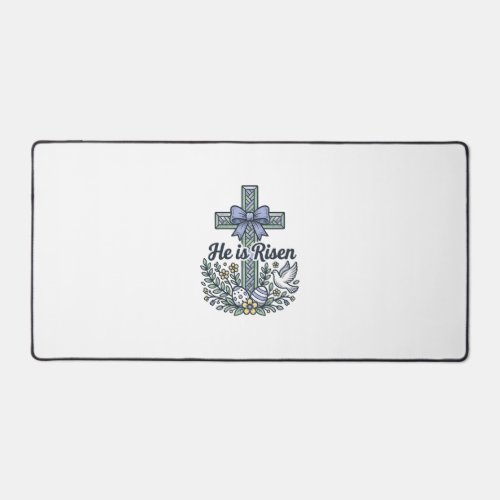He Is Risen Easter Cross Vintage Vector Desk Mat