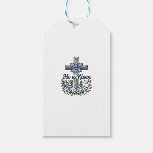 He Is Risen Easter Cross Vintage Vector Gift Tags