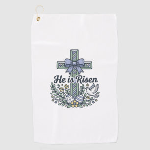 He Is Risen Easter Cross Vintage Vector Golf Towel