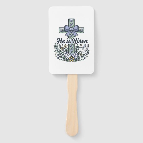 He Is Risen Easter Cross Vintage Vector Hand Fan