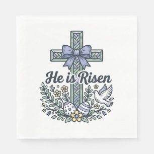 He Is Risen Easter Cross Vintage Vector Napkins