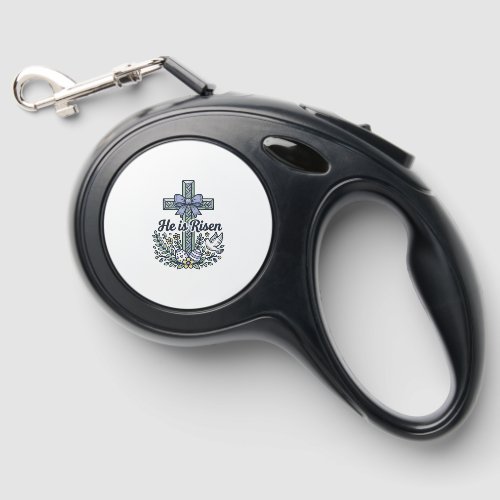 He Is Risen Easter Cross Vintage Vector Retractable Pet Leash