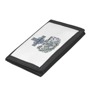 He Is Risen Easter Cross Vintage Vector Trifold Wallet