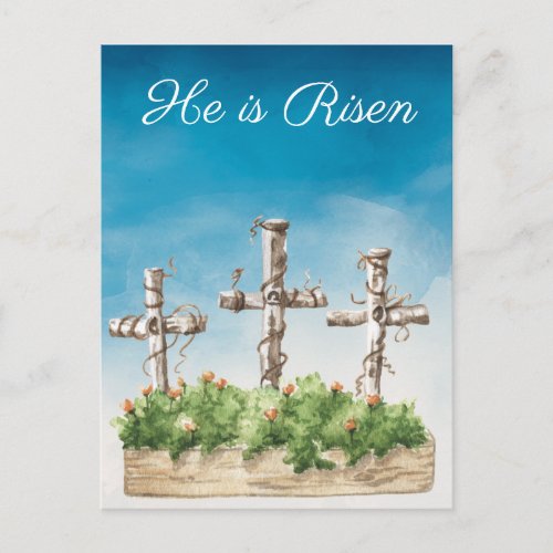 He is Risen Easter Crosses  Postcard
