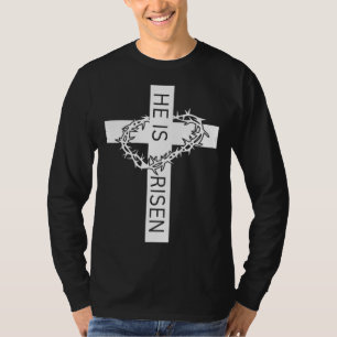 He Is Risen Easter Day Jesus Cross Religious Chris T-Shirt