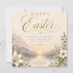 He Is Risen Easter, Elegant Floral Cross Christian Save The Date