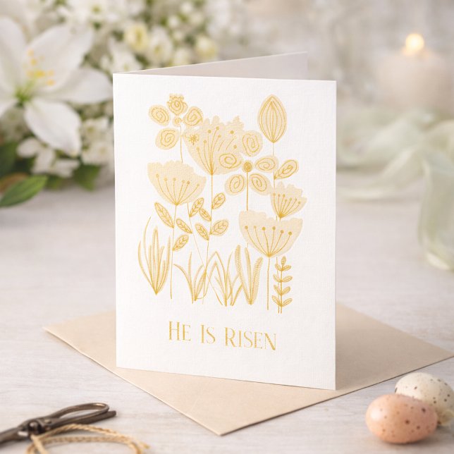 He Is Risen Easter Elegant Gold Foil Card (Creator Uploaded)